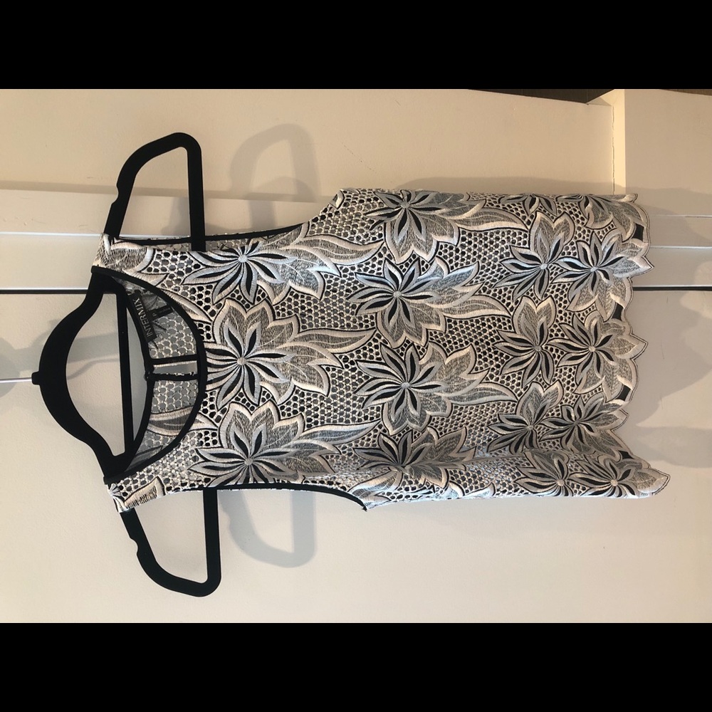 Intermix white and black lace top